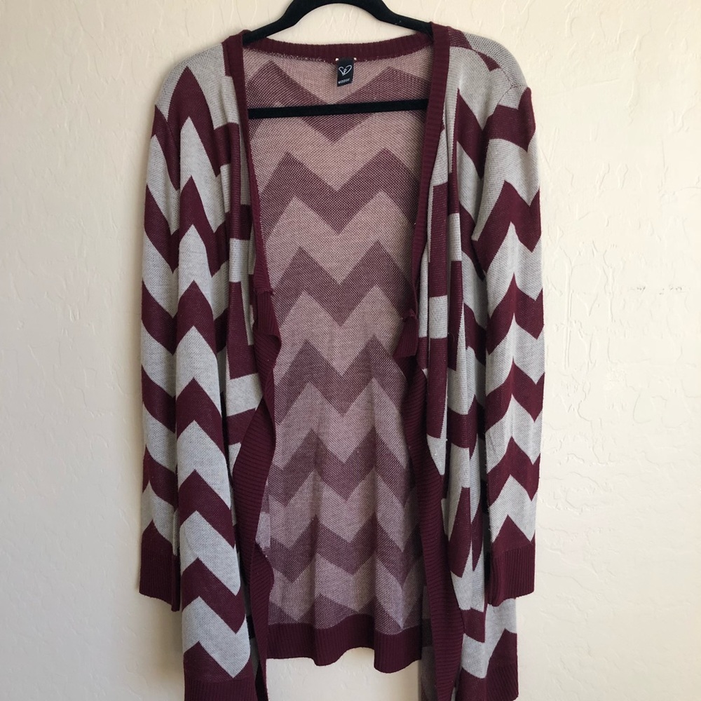 Maroon & Beige Cardigan